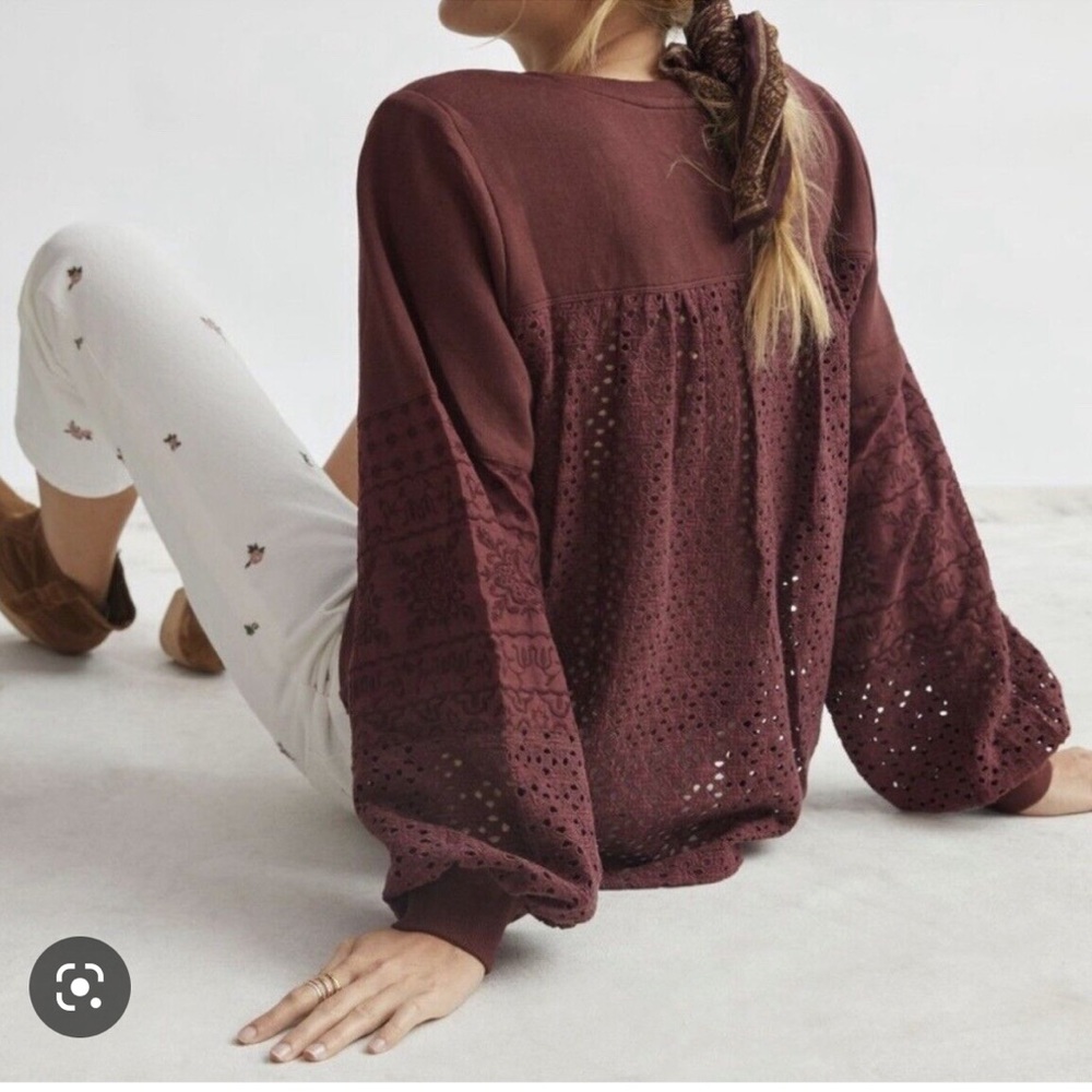 Anthropologie Eyelet Sweatshirt